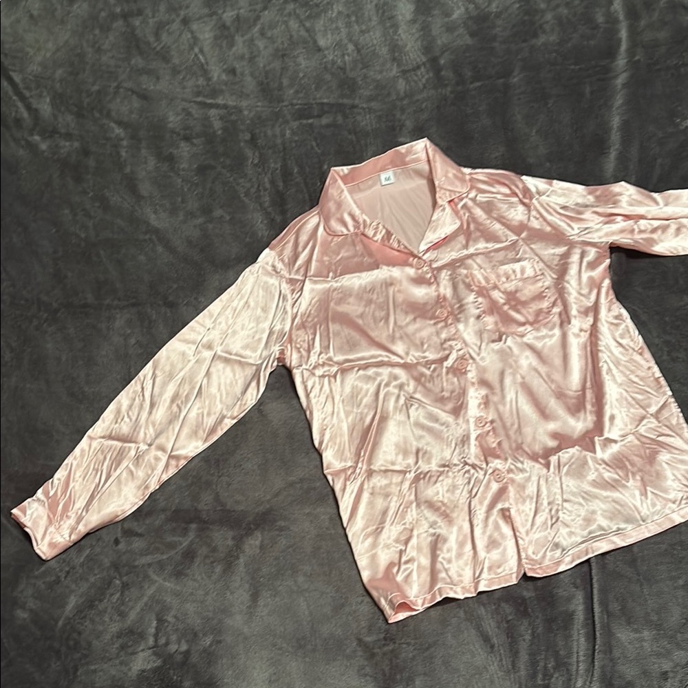 Pink Satin Pajama Set - Picture 3 of 8